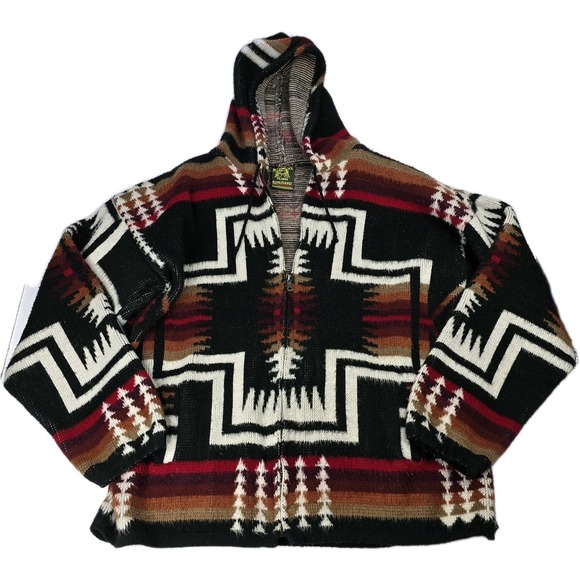 Vtg Tejidos Ruminahui Alpaca Tejidos Atahualpa Zip Up Jacket Hoodie Sz XL
